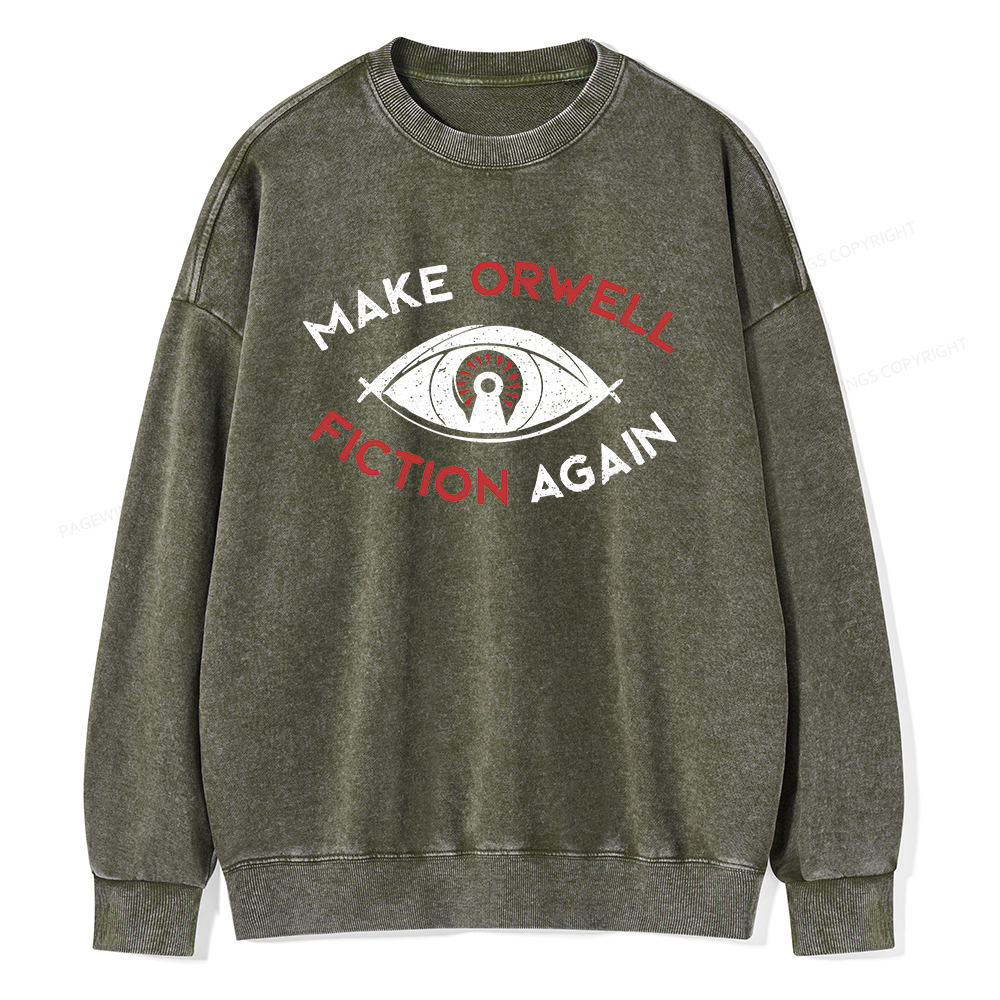 Pagewings Make Orwell Fiction Again Unisex Washed Sweatshirt