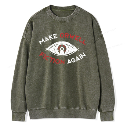 Pagewings Make Orwell Fiction Again Unisex Washed Sweatshirt