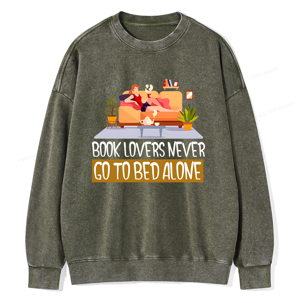 Pagewings Book Lovers Never Go To Bed Unisex Washed Sweatshirt