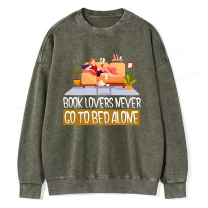 Pagewings Book Lovers Never Go To Bed Unisex Washed Sweatshirt