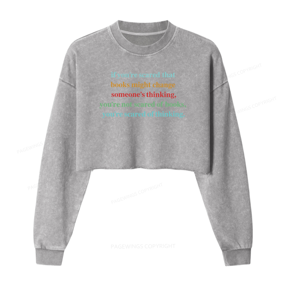 Pagewings Censorship Social Justice Women Washed Crop Sweatshirt