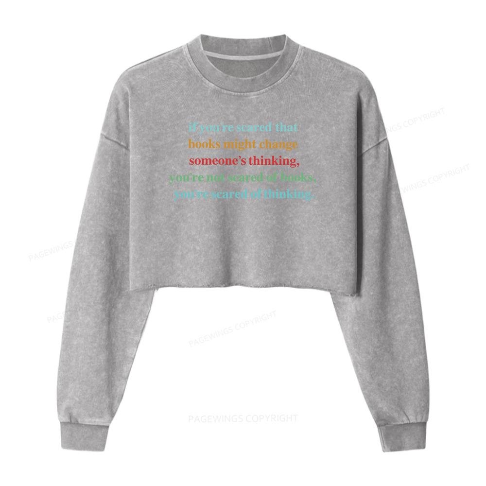 Pagewings Censorship Social Justice Women Washed Crop Sweatshirt