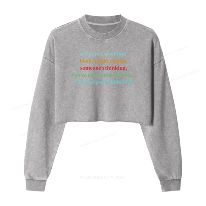 Pagewings Censorship Social Justice Women Washed Crop Sweatshirt