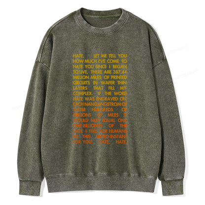Pagewings Hate Unisex Washed Sweatshirt