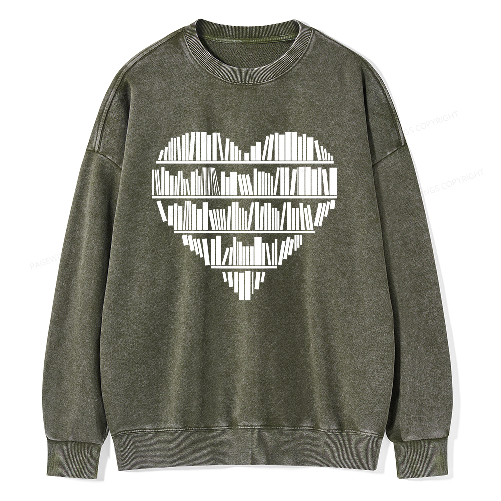 Pagewings Book Lover Valentine's Day Unisex Washed Sweatshirt