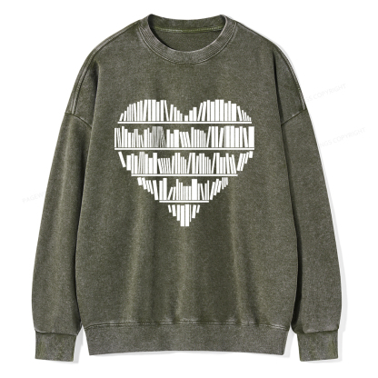 Pagewings Book Lover Valentine's Day Unisex Washed Sweatshirt