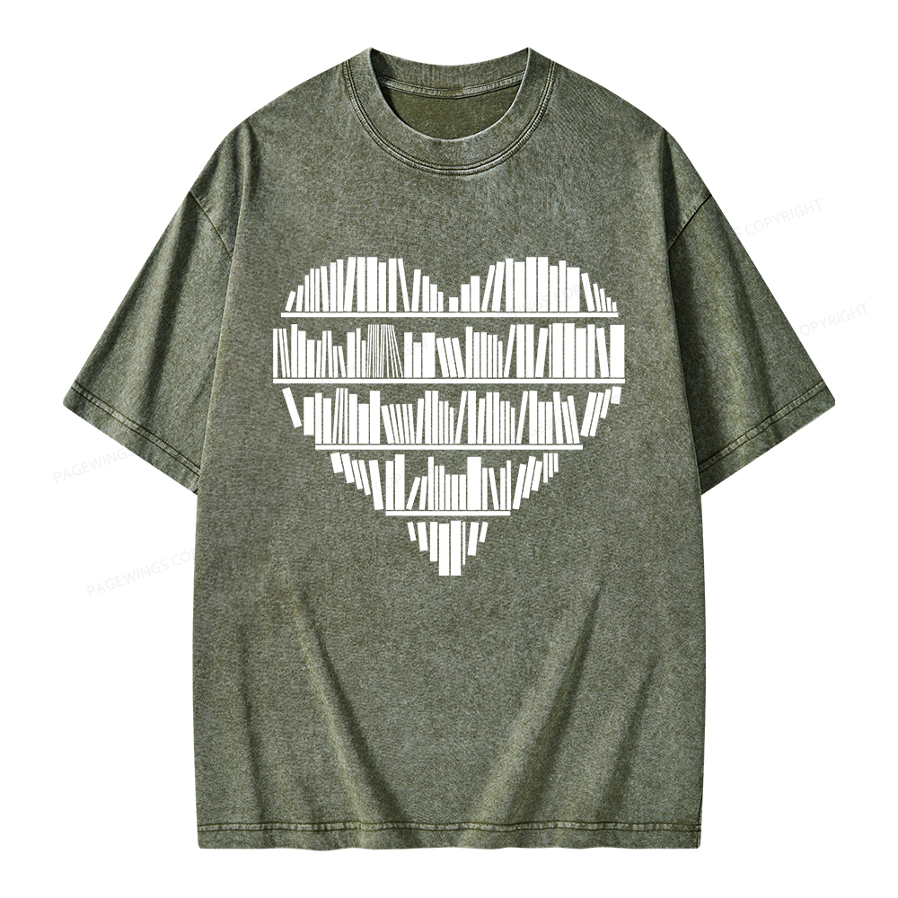 Pagewings Book Lover Valentine's Day Unisex Washed T-shirt