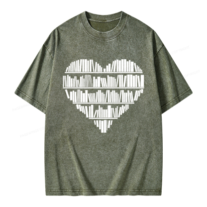 Pagewings Book Lover Valentine's Day Unisex Washed T-shirt