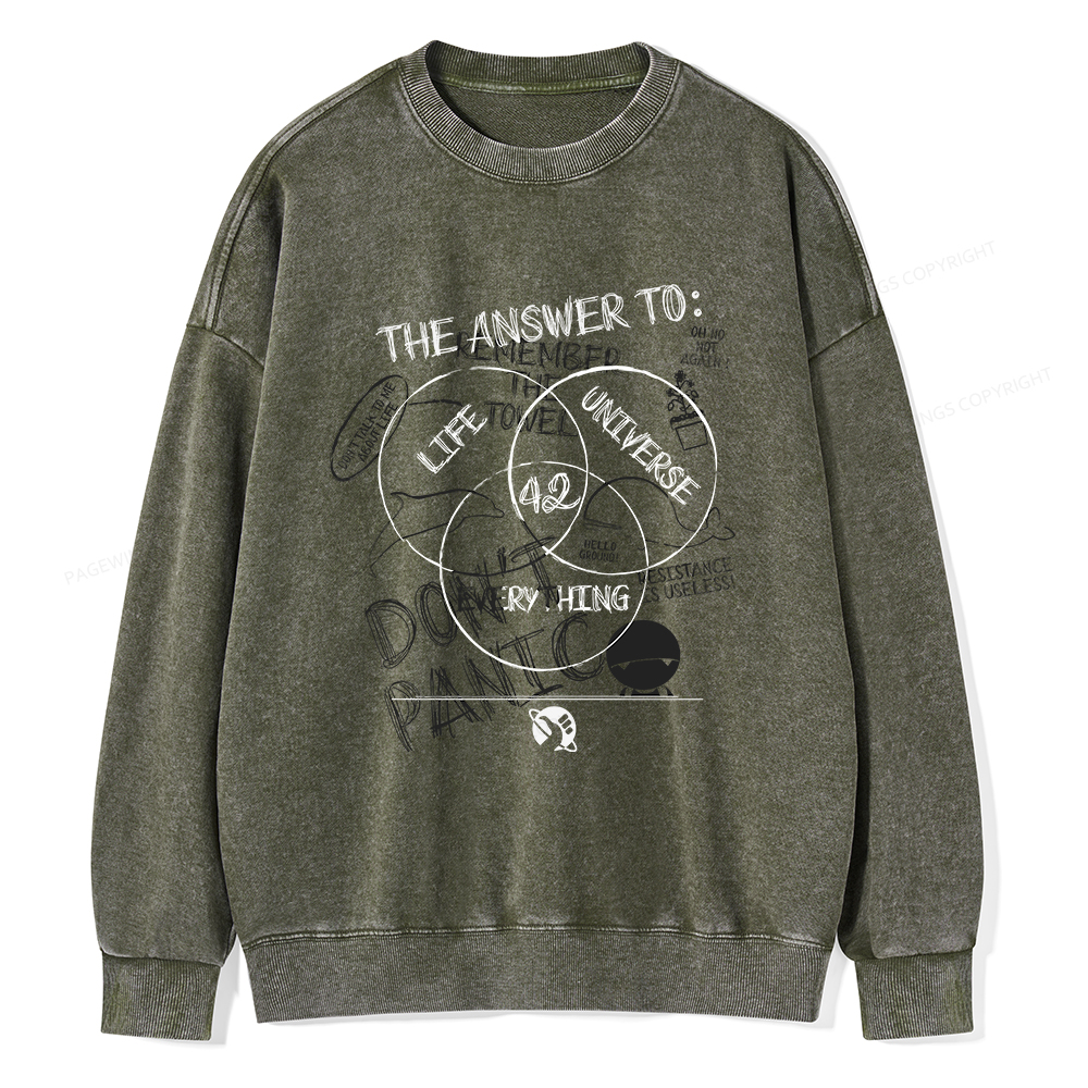Pagewings The Answer Is 42 Unisex Washed Sweatshirt