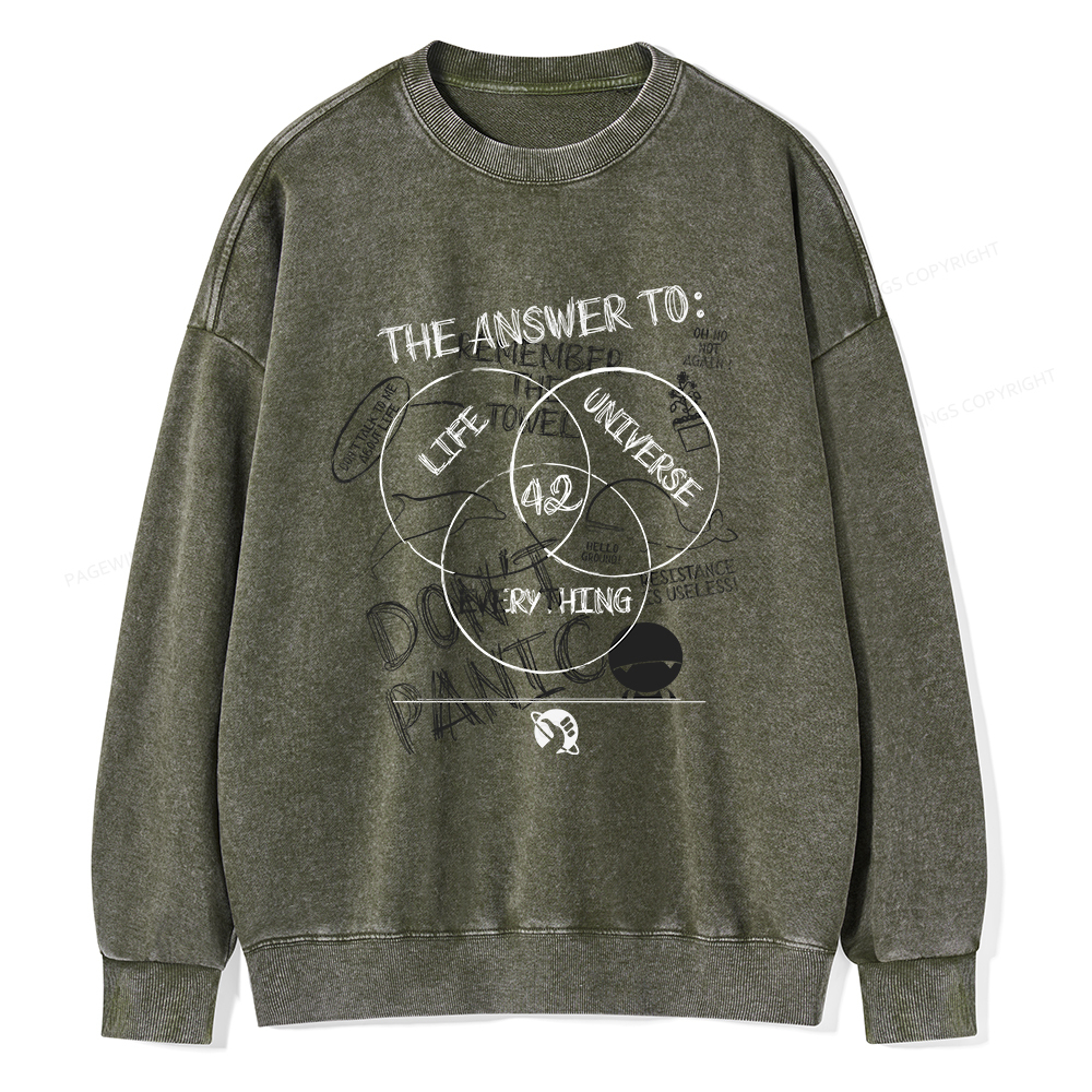 Pagewings The Answer Is 42 Unisex Washed Sweatshirt