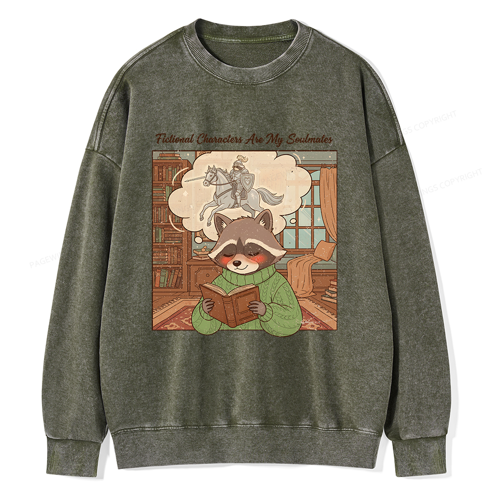 Pagewings Fictional Characters Are My Soulmates Unisex Washed Sweatshirt