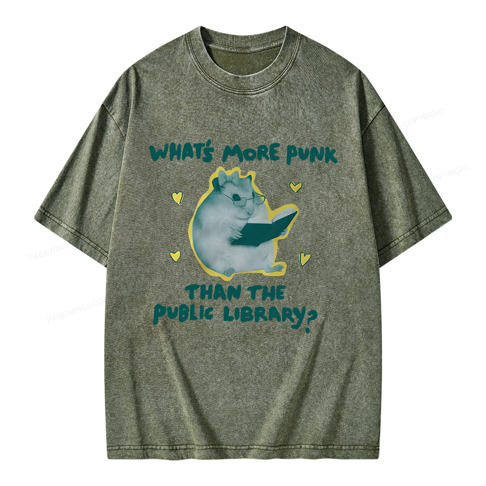 Pagewings What’s More Punk Than The Public Library Unisex Washed T-shirt