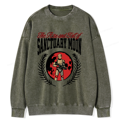 Pagewings The Rise and Fall of Sanctuary Moon Unisex Washed Sweatshirt