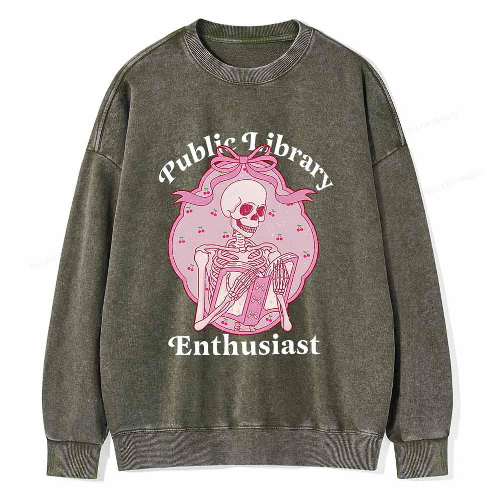 Pagewings Public Library Enthusiast  Unisex Washed Sweatshirt