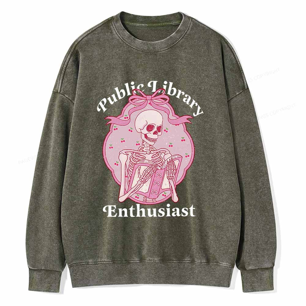 Pagewings Public Library Enthusiast  Unisex Washed Sweatshirt-Pagewings sale