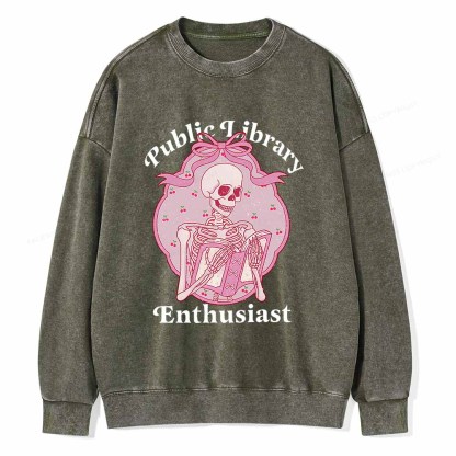 Pagewings Public Library Enthusiast  Unisex Washed Sweatshirt