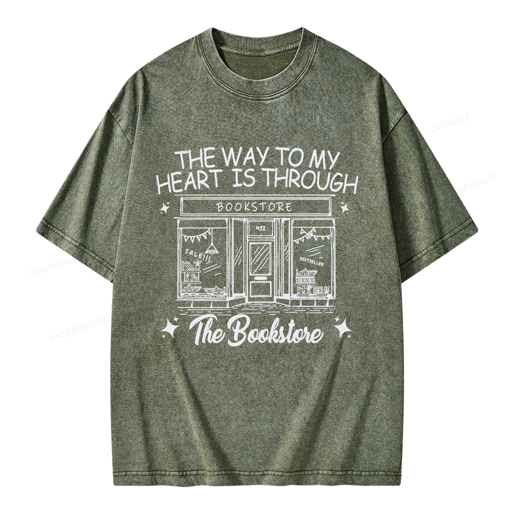 Pagewings The Way To My Heart Is Through The Bookstore Unisex Washed T-shirt
