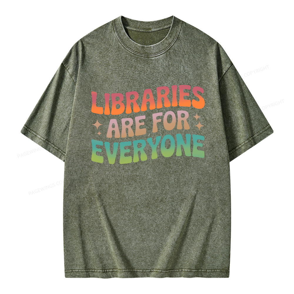 Pagewings Libraries Are For Everyone Unisex Washed T-shirt