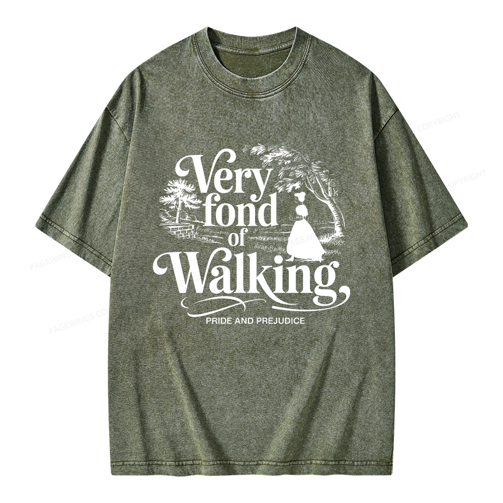 Pagewings Very Fond Of Walking Unisex Washed T-shirt
