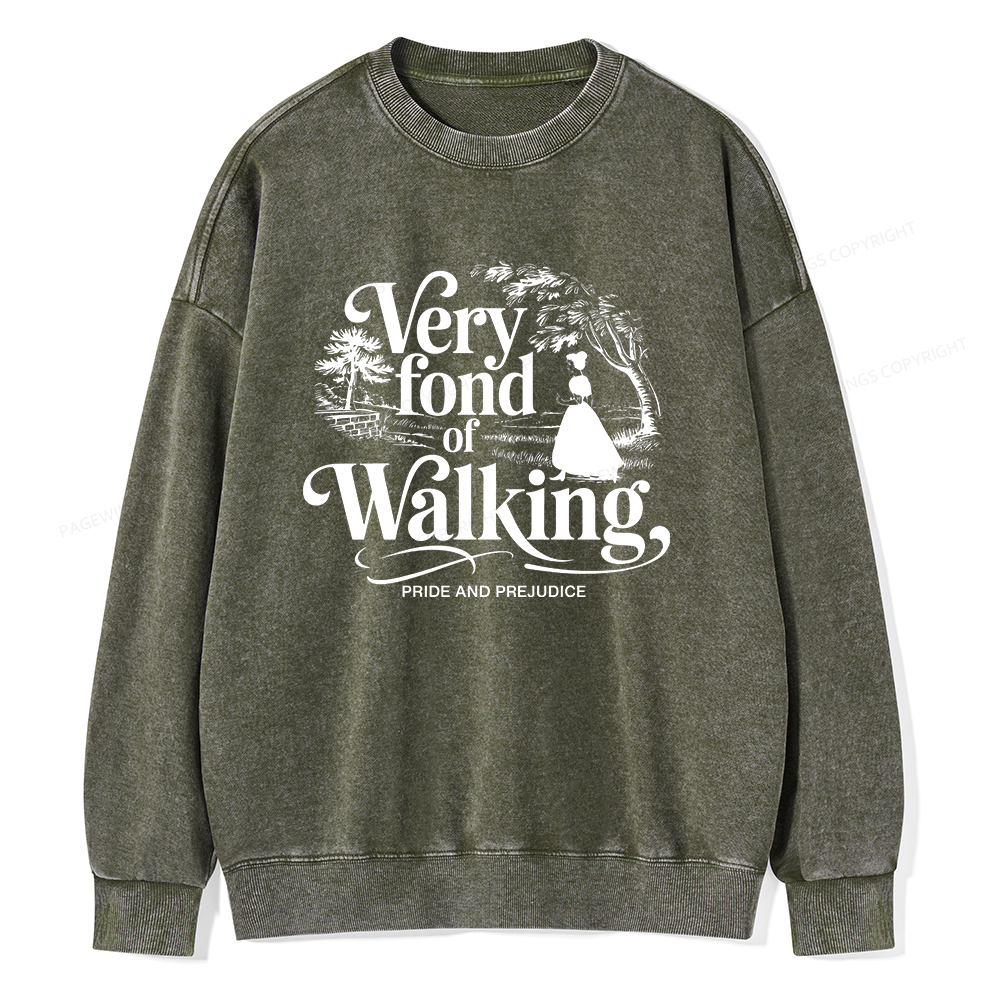 Pagewings Very Fond Of Walking Unisex Washed Sweatshirt