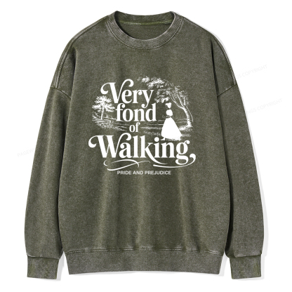 Pagewings Very Fond Of Walking Unisex Washed Sweatshirt