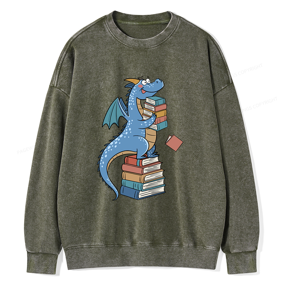 Pagewings Book Dinosaurs Unisex Washed Sweatshirt