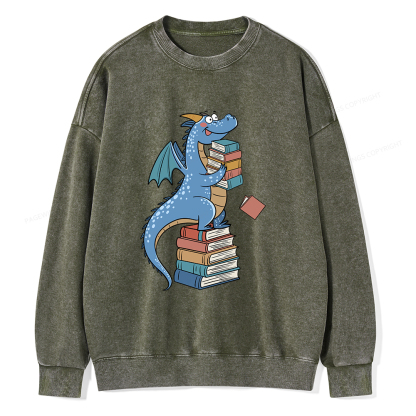 Pagewings Book Dinosaurs Unisex Washed Sweatshirt