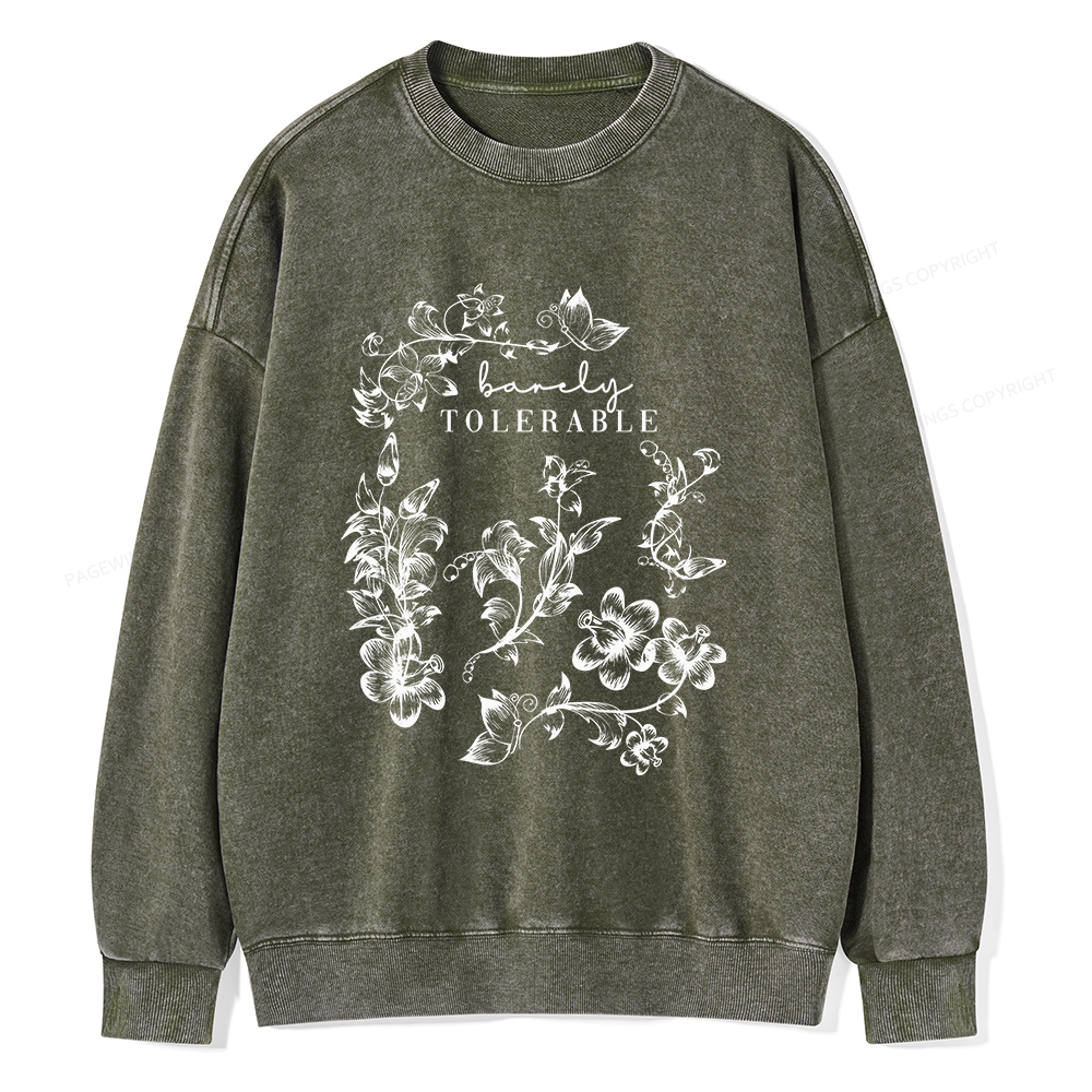 Pagewings Barely Tolerable Unisex Washed Sweatshirt