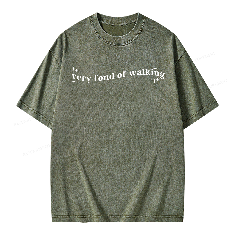 Pagewings Very Fond of Walking Unisex Washed T-shirt