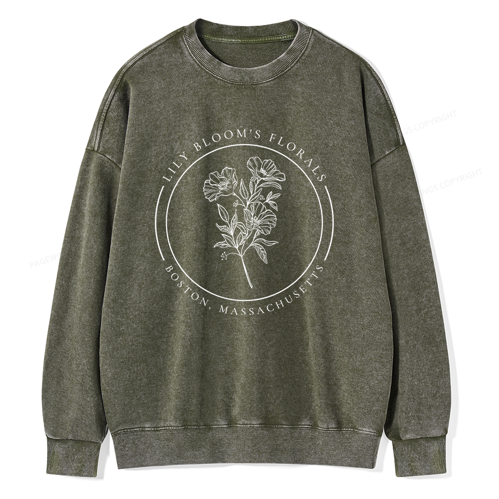 Pagewings Lily Bloom's Florals Unisex Washed Sweatshirt