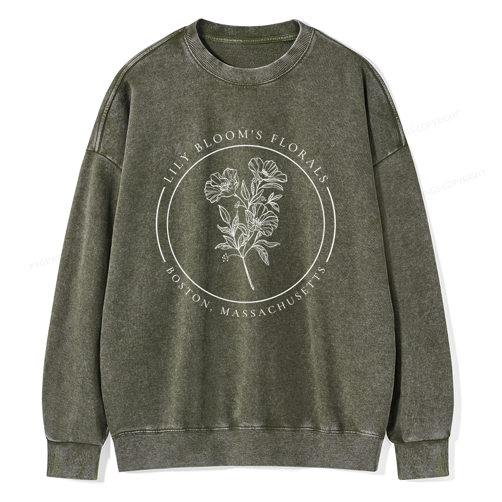 Pagewings Lily Bloom's Florals Unisex Washed Sweatshirt