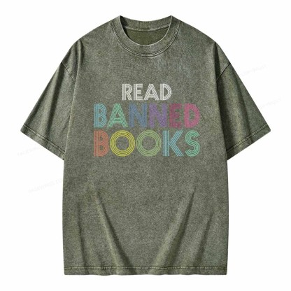 Pagewings Read Banned Books Shirt Unisex Washed T-shirt