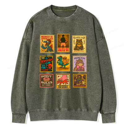 Pagewings Vintage Stamp Unisex Washed Sweatshirt