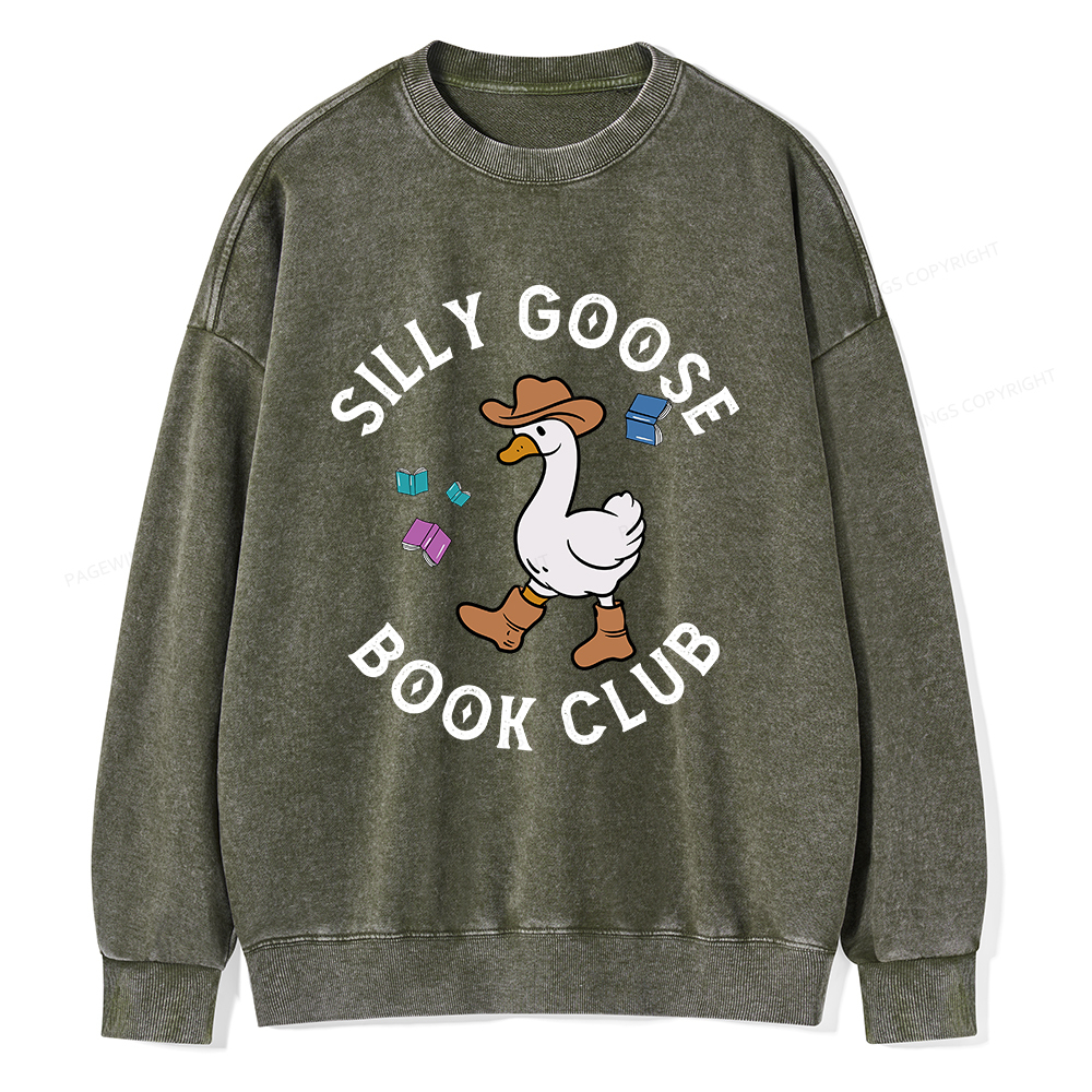 Pagewings Silly Goose Book Club Unisex Washed Sweatshirt