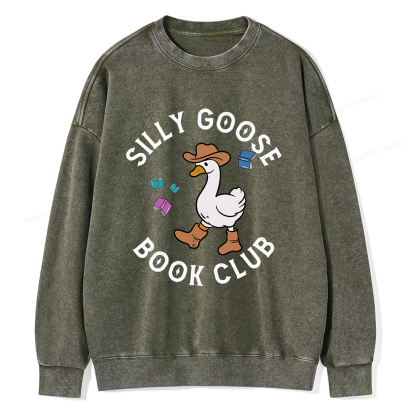 Pagewings Silly Goose Book Club Unisex Washed Sweatshirt