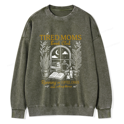 Pagewings Tired Moms Book Club Unisex Washed Sweatshirt