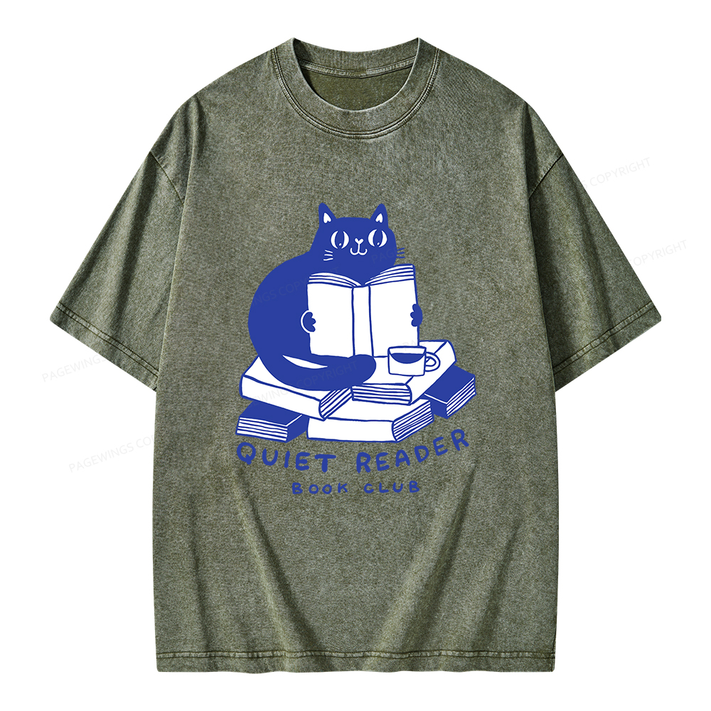 Pagewings Quiet Reader Book Club  Unisex Washed T-shirt