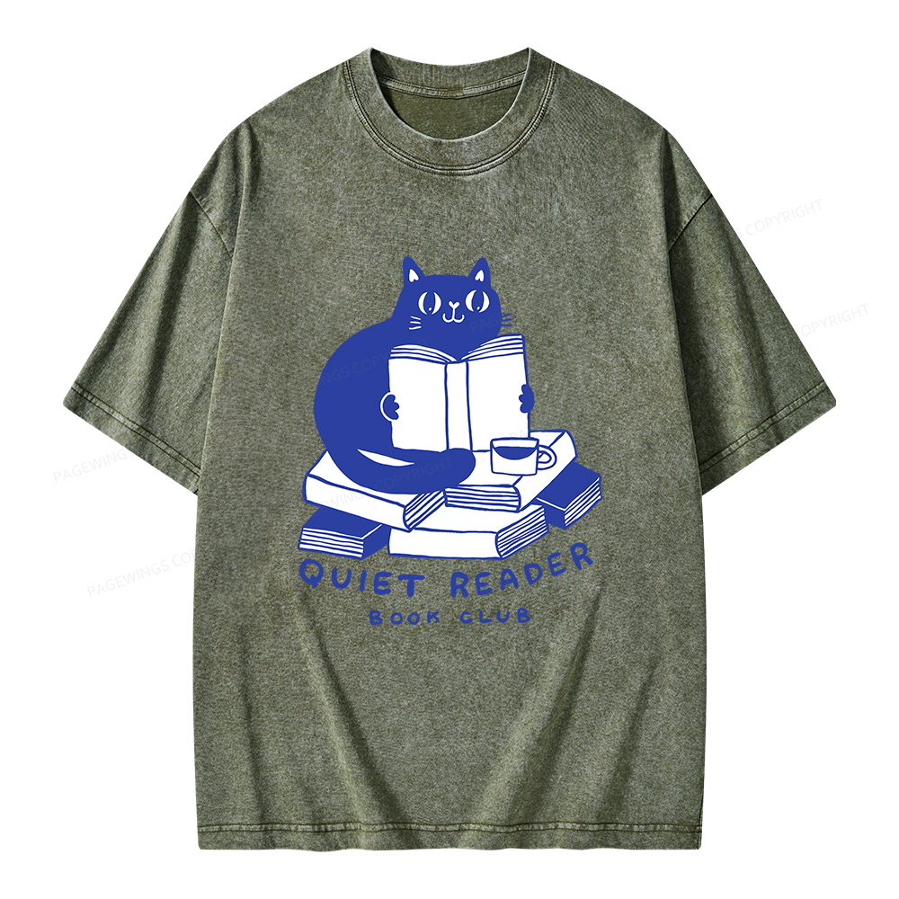 Pagewings Quiet Reader Book Club  Unisex Washed T-shirt