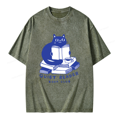 Pagewings Quiet Reader Book Club  Unisex Washed T-shirt
