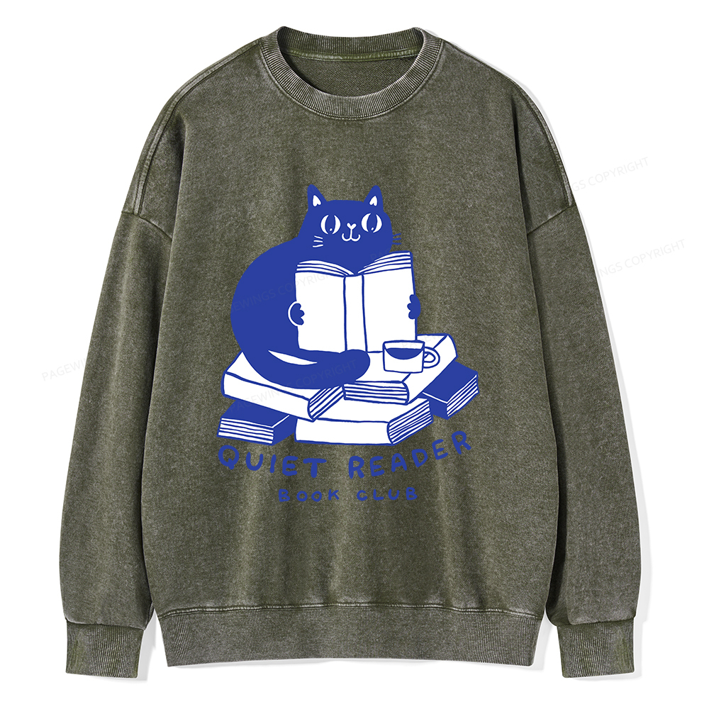 Pagewings Quiet Reader Book Club Unisex Washed Sweatshirt