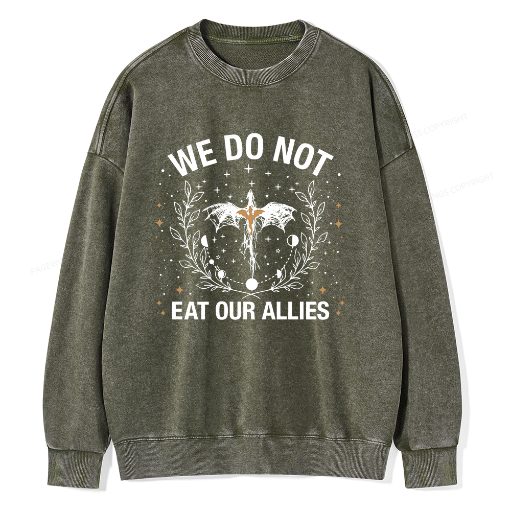 Pagewings We Do Not Eat Our Allies Unisex Washed Sweatshirt