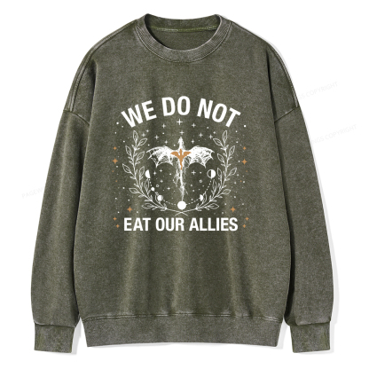 Pagewings We Do Not Eat Our Allies Unisex Washed Sweatshirt
