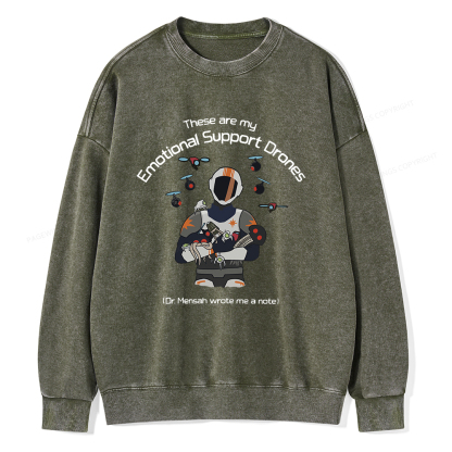 Pagewings These Are My Emotional Support Drones Unisex Washed Sweatshirt