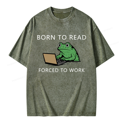 Pagewings Born to Read Forced to Work Unisex Washed T-shirt