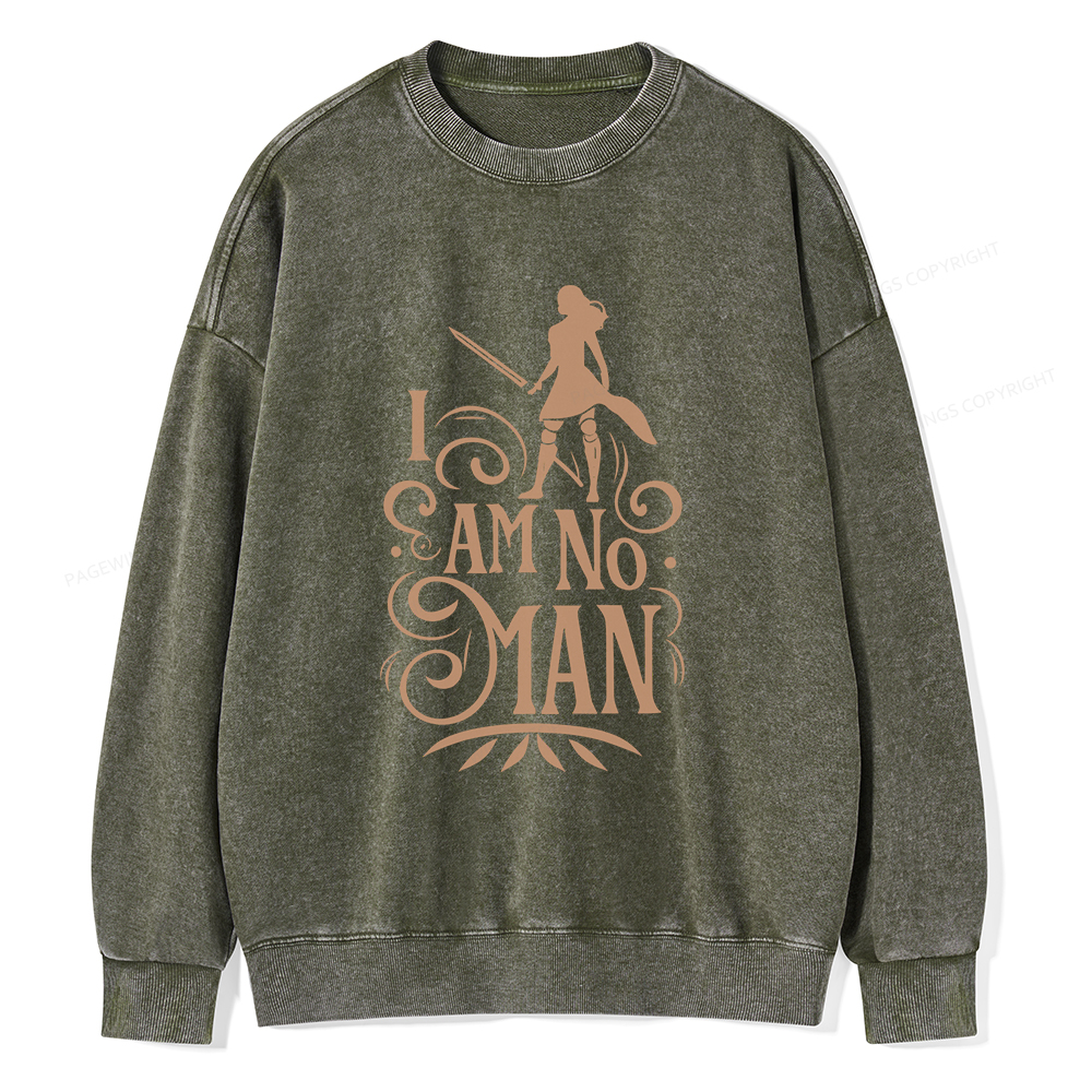 Pagewings I Am No Man Unisex Washed Sweatshirt