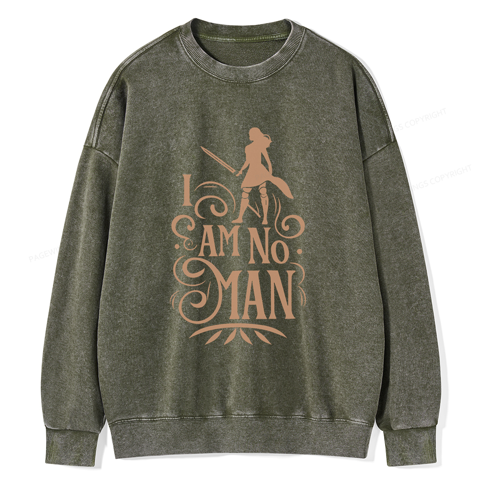 Pagewings I Am No Man Unisex Washed Sweatshirt