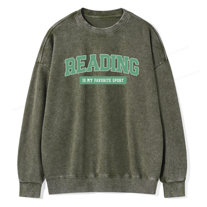 Pagewings Reading Is My Favorite Sport Unisex Washed Sweatshirt