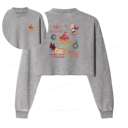 Pagewings Bookish Fantasy Women Washed Crop Sweatshirt