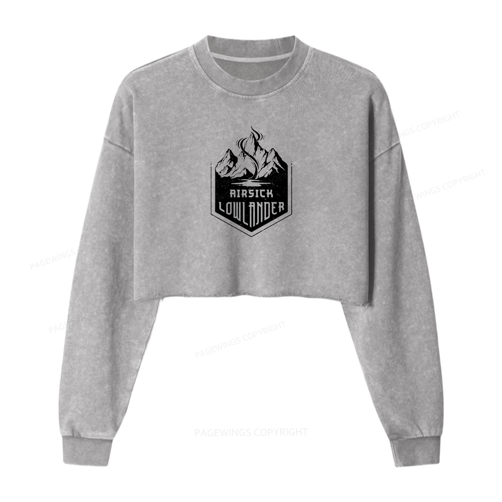 Pagewings Airsick Lowlander Women Washed Crop Sweatshirt