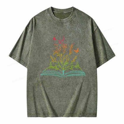 Pagewings Book Tees Library Shirts For Women Unisex Washed T-shirt